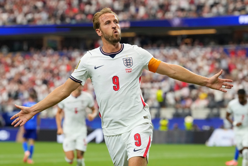 Kane scored twice and eqaulled Gary Lineker’s World Cup record for England (AP)