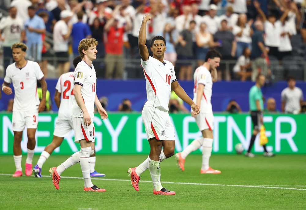 Jude Bellingham scored England's third goal to give them control of the game (Reuters)