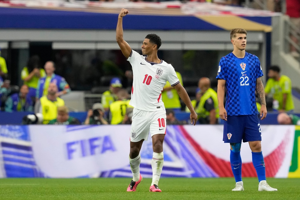 Jude Bellingham showcased his immense ability in scoring England’s third goal (AP)