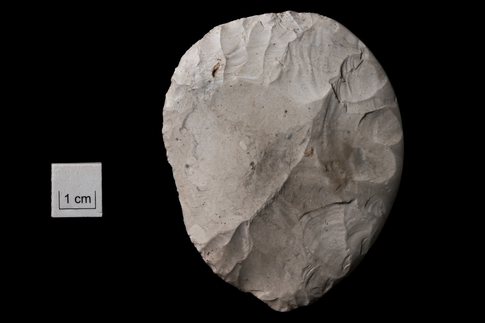 A disc-shaped flint knife was among the finds (Wessex Archaeology/PA)