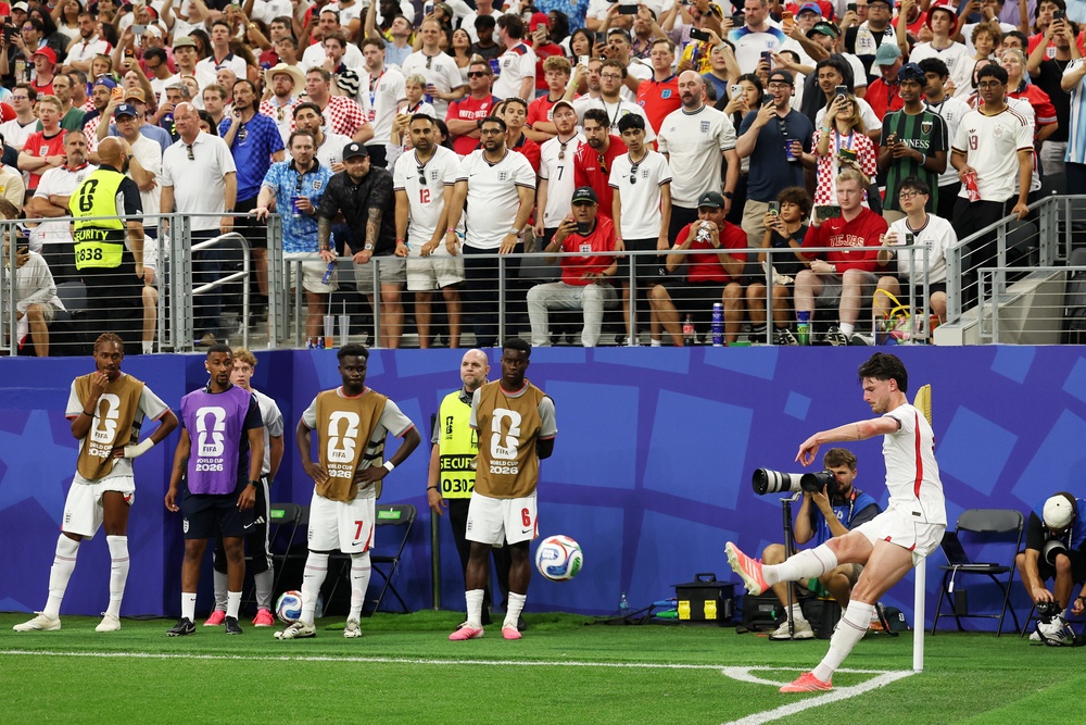 Rice's set-pieces were a notable weapon for England in Dallas (Getty)