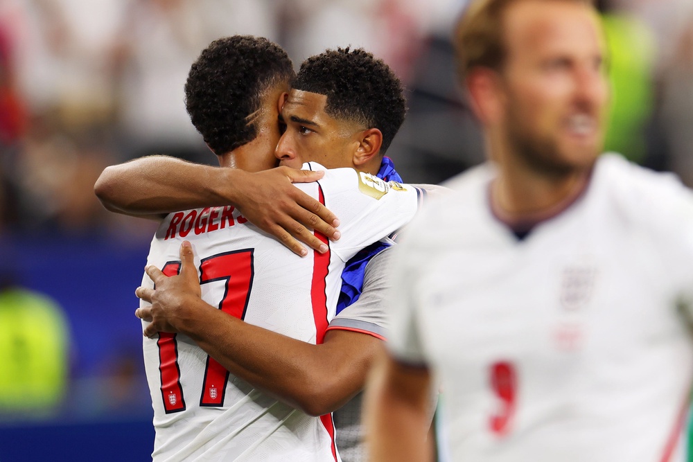 Morgan Rogers and Jude Bellingham embrace at full-time (Getty)