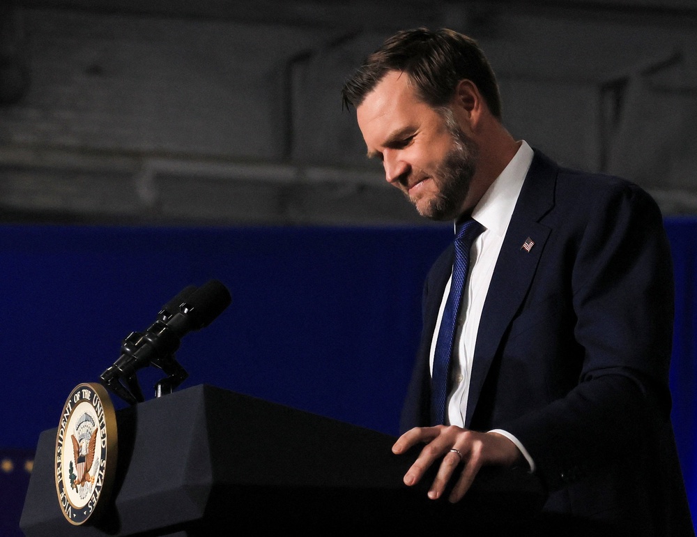 US vice president JD Vance delivers remarks during an event at Gold Coast Studios on 17 June 2026 in Bethpage, New York. (Reuters)