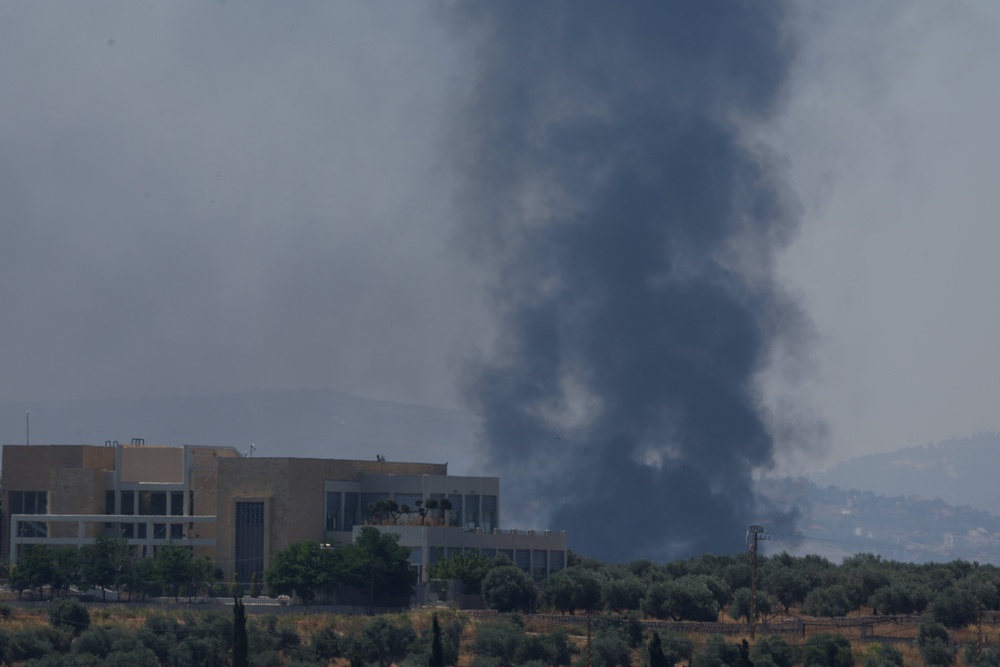 Smoke billows from southern Lebanon, as seen from Nabatieh, following Israeli strikes reported by local residents, in Lebanon, June 17 (Reuters)