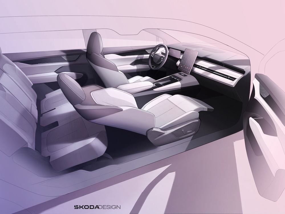 The interior of the new Skoda Peaq features a combination of screens and buttons, with advanced voice control, too (Skoda)