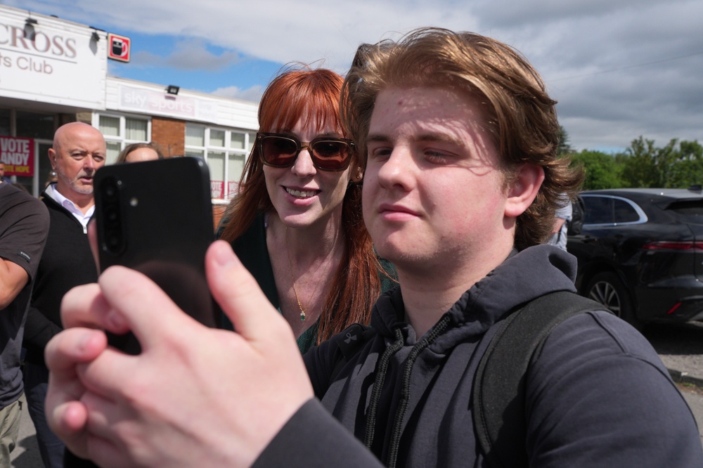 Angela Rayner attends the Labour campaign HQ at Stubshaw Cross Community and Sports Club (Getty)