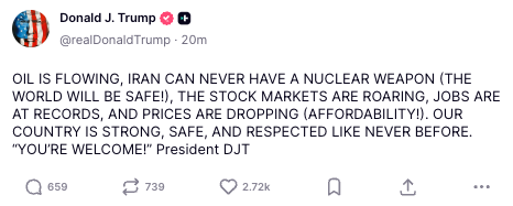 Donald Trump post from Truth Social, 18 June (Truth Social)