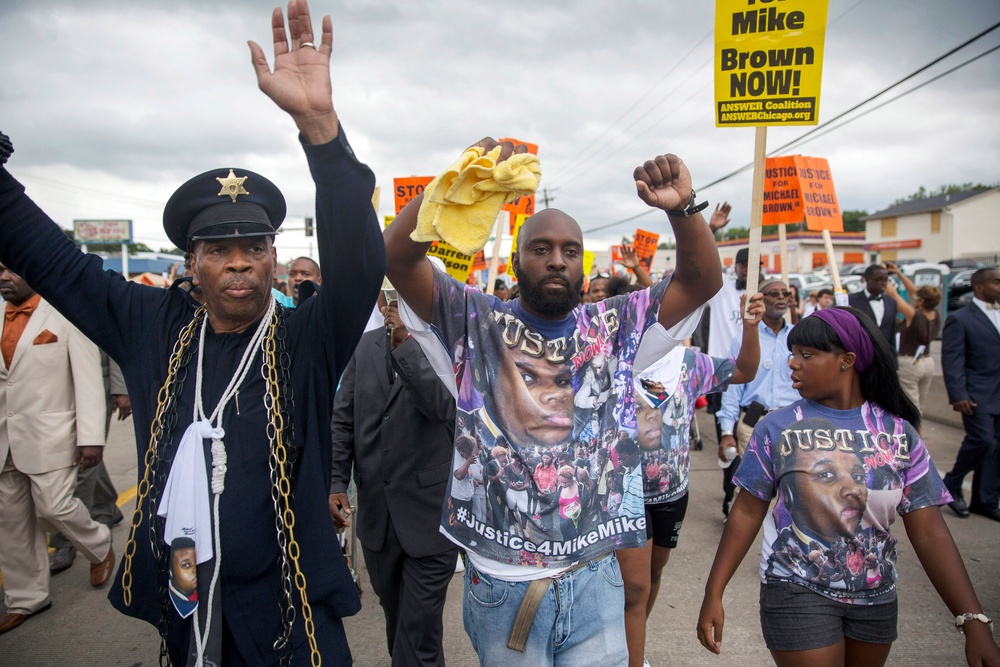 Michael Brown's death gave rise to the protest chant, 'Hands up, don't shoot' (Getty Images)