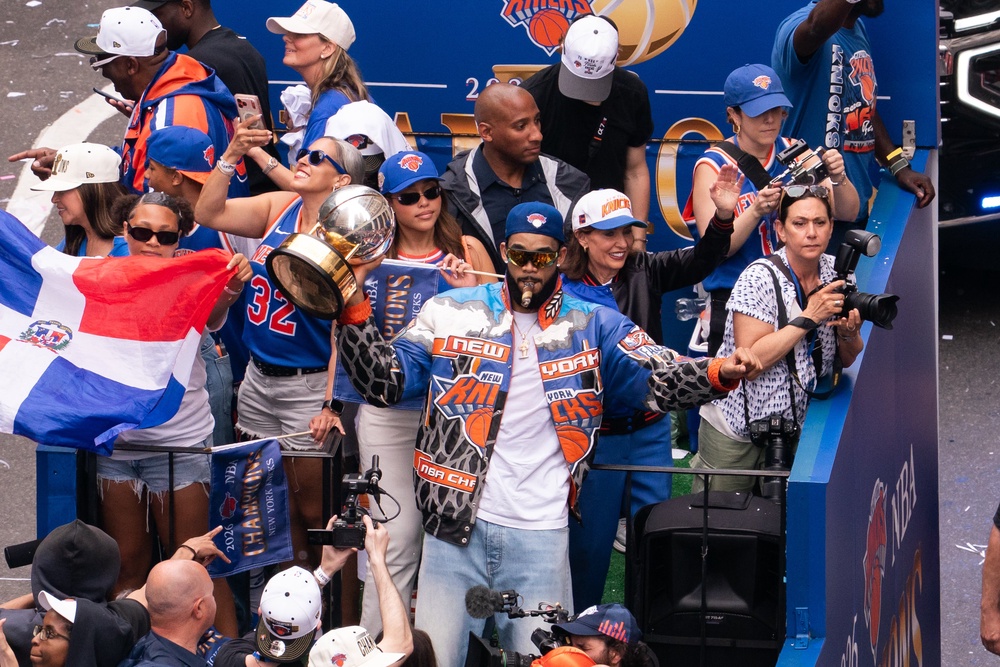 Karl-Anthony Towns holds the trophy as he marks the team’s huge win (Getty Images)