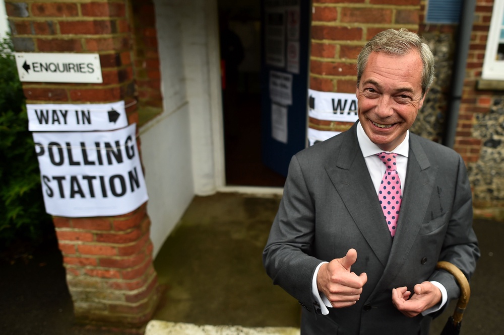 Nigel Farage, leader of Ukip, casts his vote in the EU referendum (AFP/Getty)