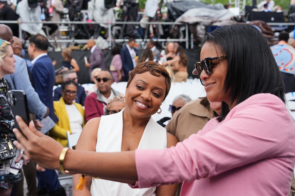 'Abbott Elementary' actor Quinta Brunson is in attendance at the Obama Presidential Center dedication ceremony (AP)