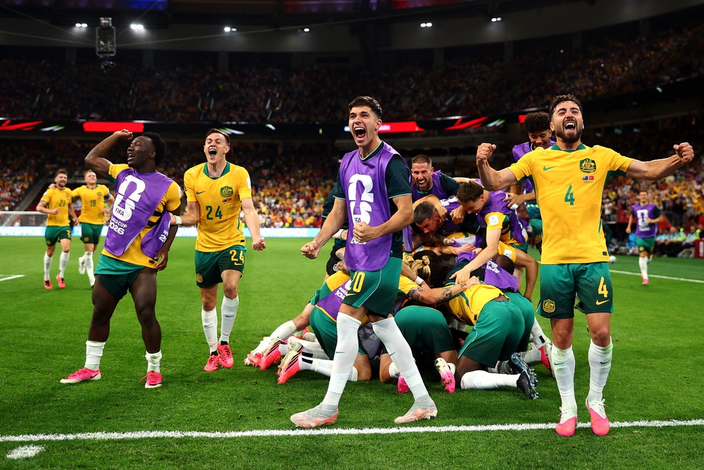 There was joy as the Socceroos kicked off their World Cup campaign in style (Getty)