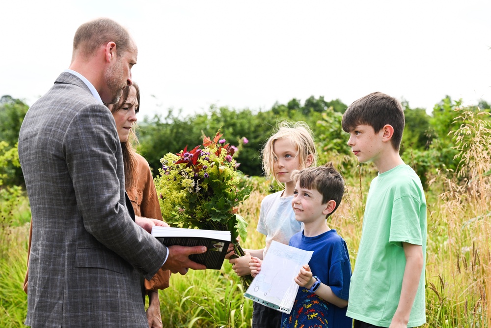 The prince met local school pupils during the tour (Hugh Hastings/PA) (PA Wire)