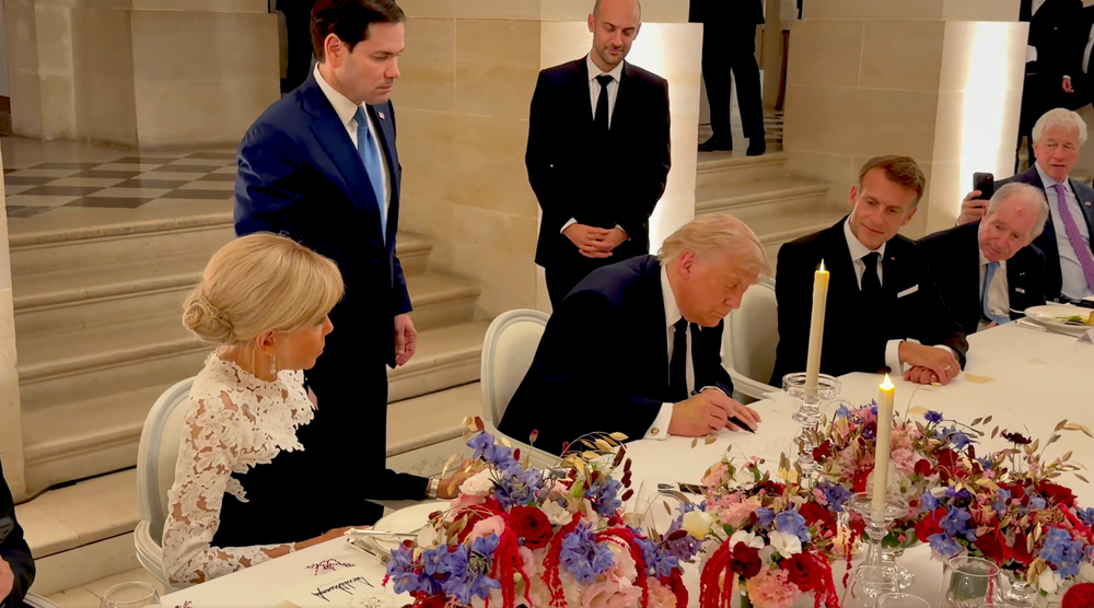 On Wednesday, Trump signed a memorandum of understanding with Iran while having dinner at the Palace of Versailles with French President Emmanuel Macron (Dan Scavino, X)