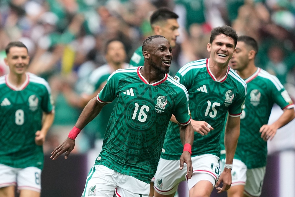 Mexico's home jersey brings back the Aztec calendar design (AP Photo/Natacha Pisarenko)