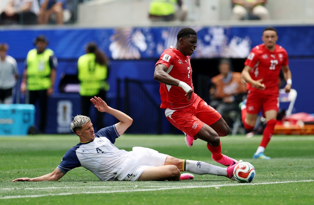 Tarik Muharemovic hacked down Breel Embolo to receive a red card (Getty)