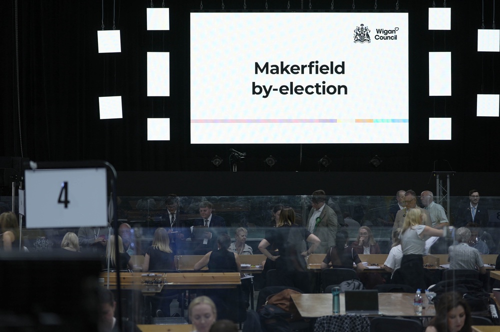 Votes are counted for the Makerfield by-election (Peter Byrne/PA) (PA Wire)