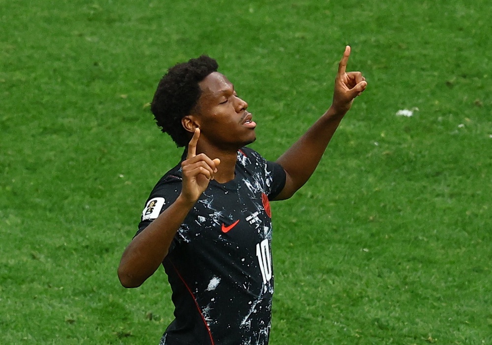 Jonathan David netted a hat-trick against Qatar (Reuters)