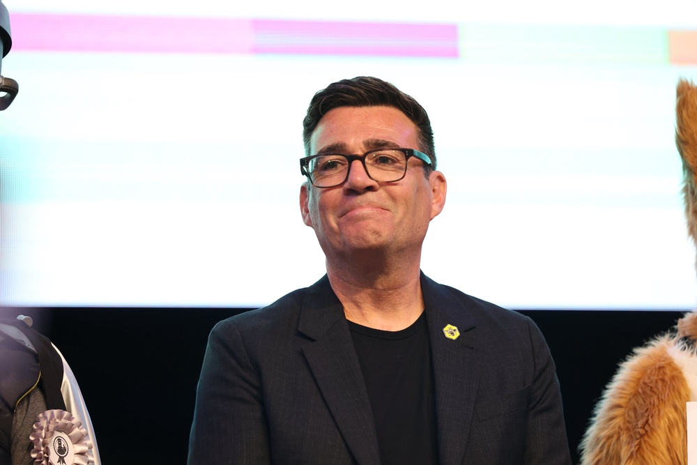 Andy Burnham reacts after being declared the winner in the Makerfield by-election (Getty)