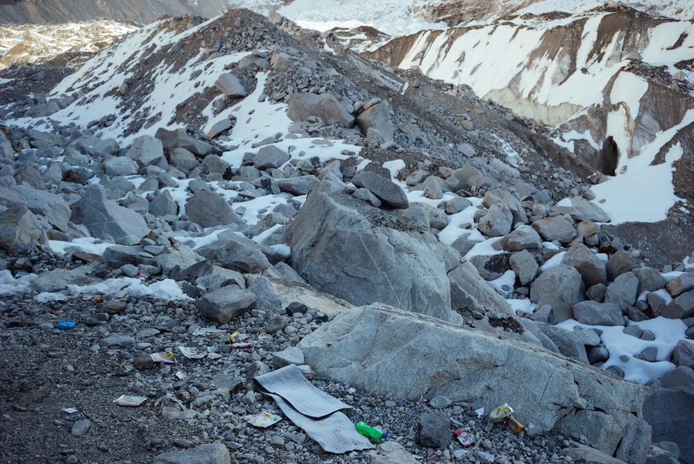 Waste and refuse left on the ground at Everest Base Camp on 13 October 2024 in Nepal (Getty)