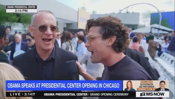 Tom Hanks delivered a ruthless dig at MS NOW’s ratings live on air (MSNOW)