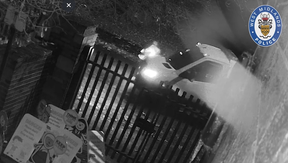Mohammed Azim in his Mercedes Sprinter van pushing Lily Whitehouse down the road with his van just moments before she was fatally crushed (West Midlands Police/PA)