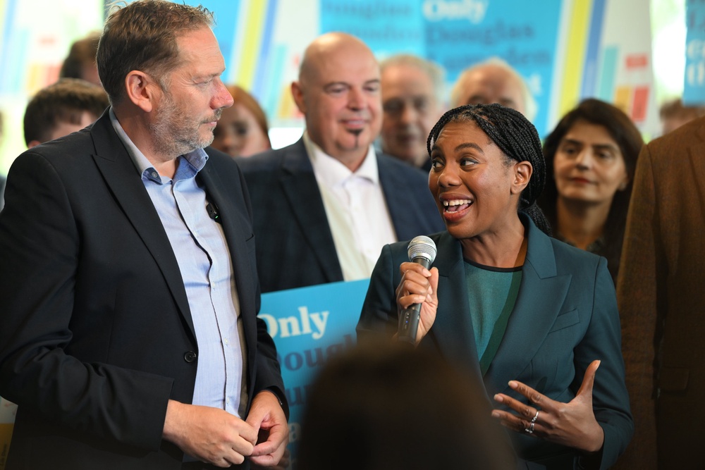 Conservatives, including UK leader Kemi Badenoch, celebrated the party’s win the Aberdeen South byelection, where they comfortably seized the seat from the SNP. (Michal Wachucik/PA)
