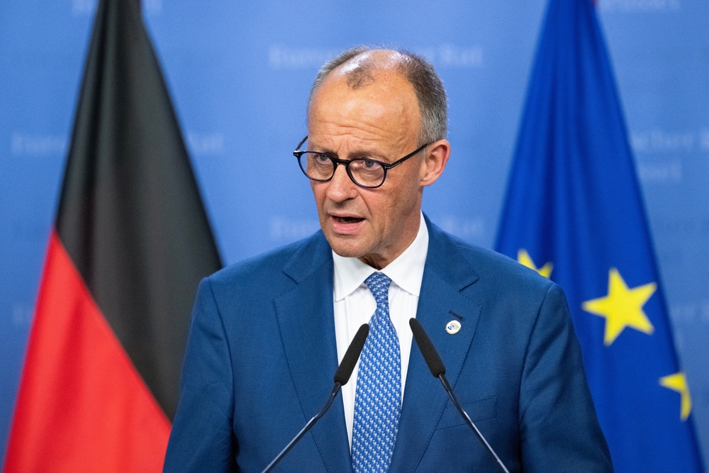 Germany's Chancellor Friedrich Merz speaks at a press conference during the EU Summit at the EU headquarters in Brussels, on June 19, 2026. (AFP/Getty)