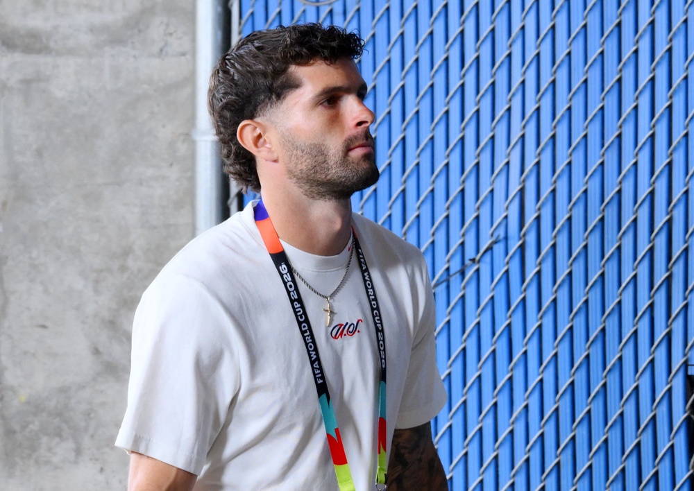 Christian Pulisic of the U.S. arrives at the stadium before the match (Reuters)