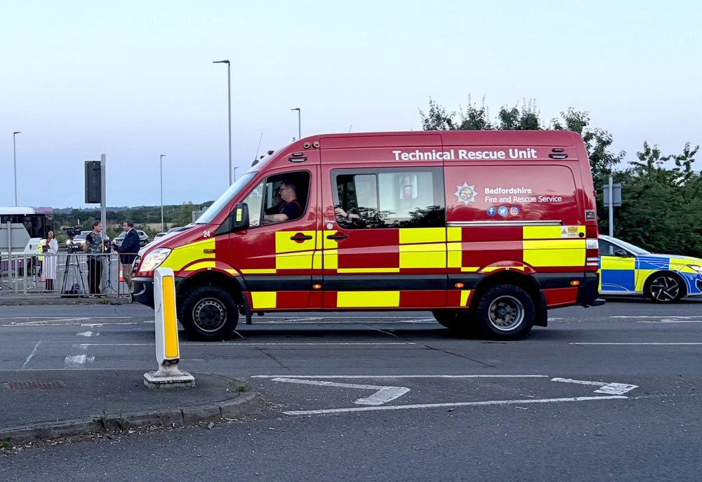 Emergency vehicles on Ampthill Road in Bedford (Jordan Reynolds/PA) (PA Wire)