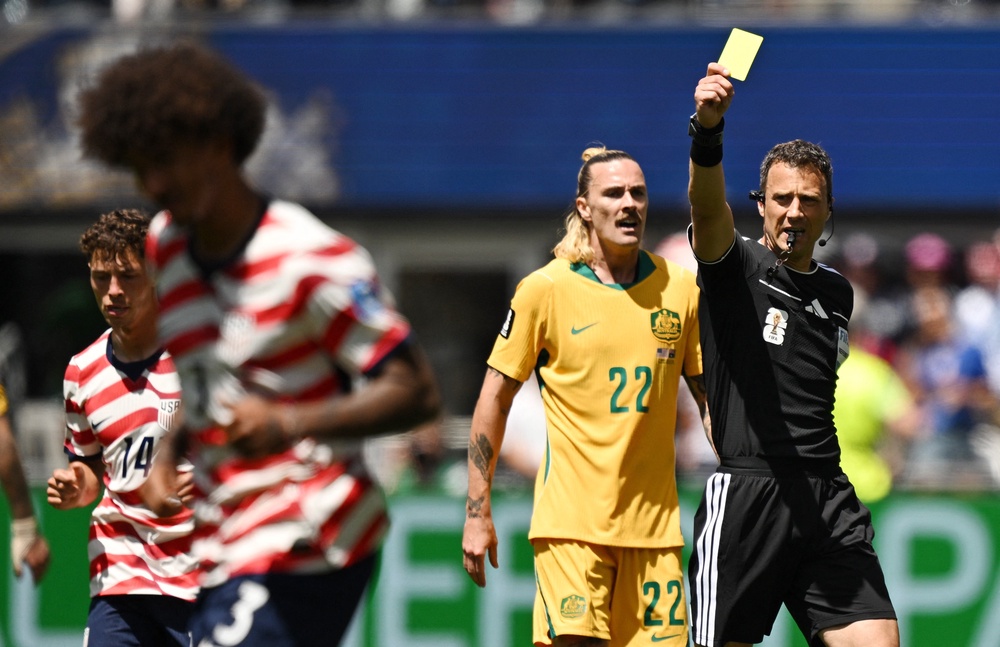 Felix Zwayer had just brandished a flurry of yellow cards towards the end of the 2-0 win for USA (Reuters)