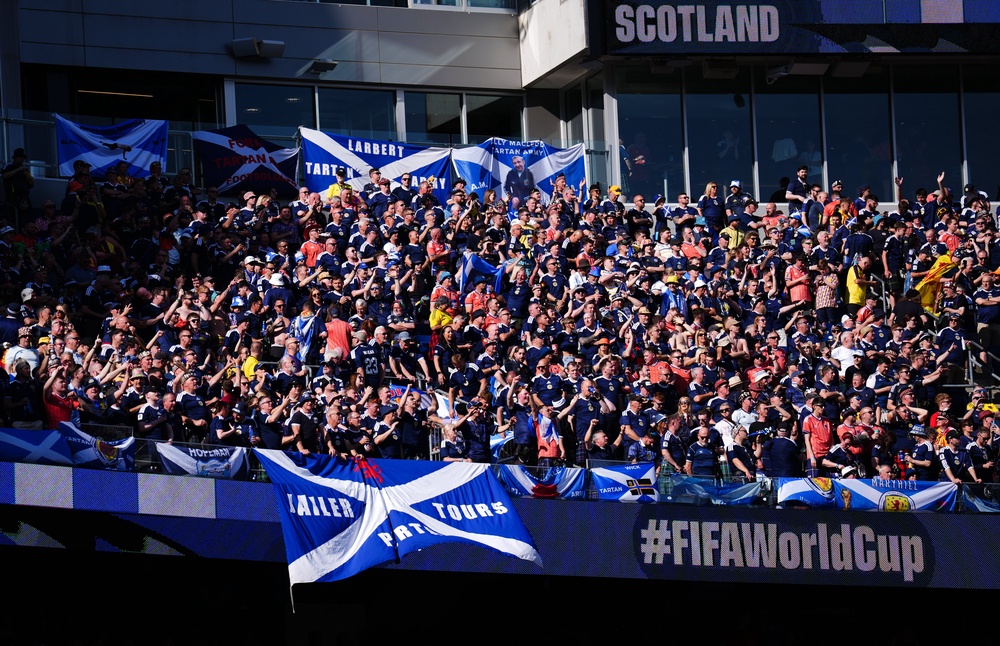 Scotland fans ahead of the match (Andrew Milligan/PA) (PA Wire)