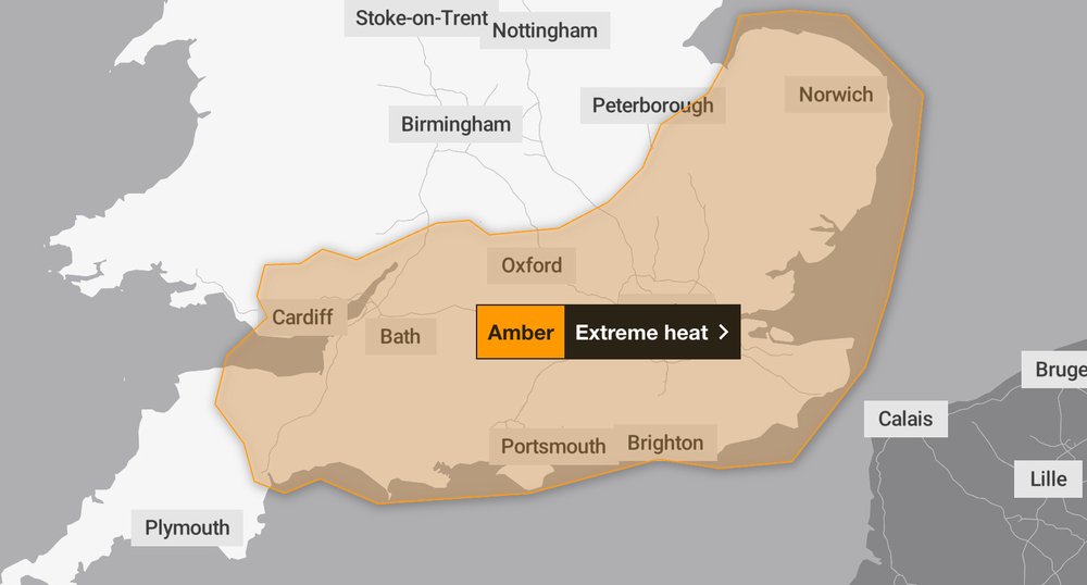An extreme heat amber warning has been issued by the Met Office (Met Office)