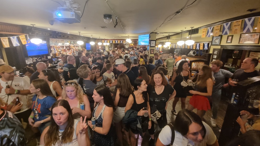 Hennessy’s Bar in Boston was packed for the match (Ryan McDougall/PA).
