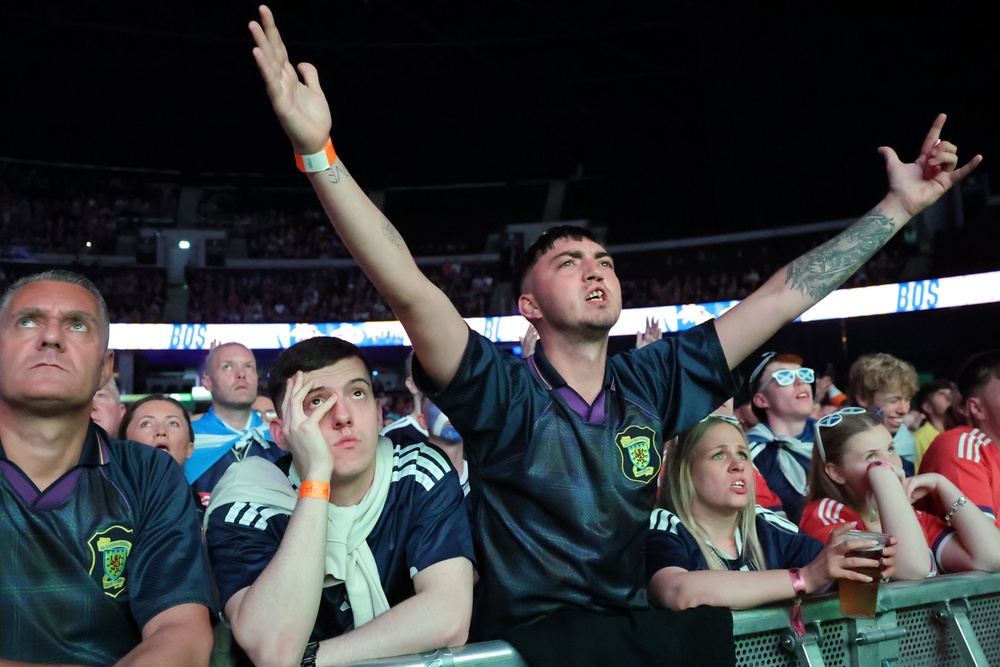 Scotland fans watching on at the OVO Hydro, Glasgow (Steve Welsh/PA) (PA Wire)