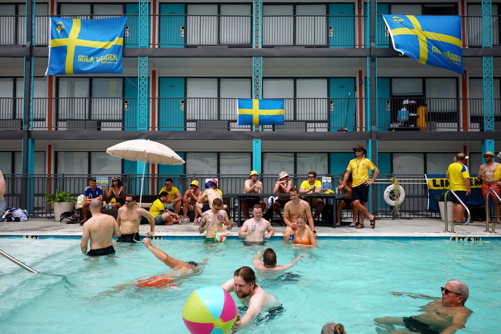 Thousands of Swedish fans have turned out to support their home team in Houston (Reuters)