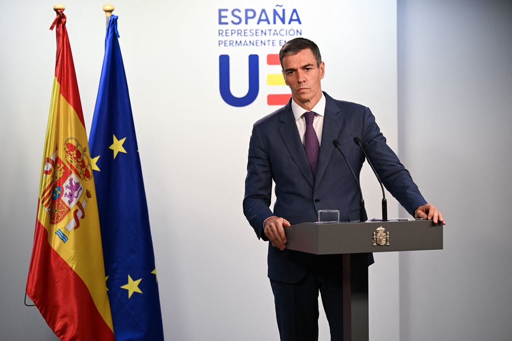 Spain's Prime Minister Pedro Sanchez has been outlier in Europe by openly criticising Trump’s policies (AFP/Getty)