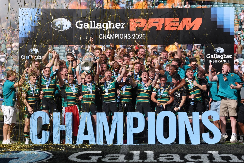 Northampton lifted the new Gallagher Prem trophy (Getty)