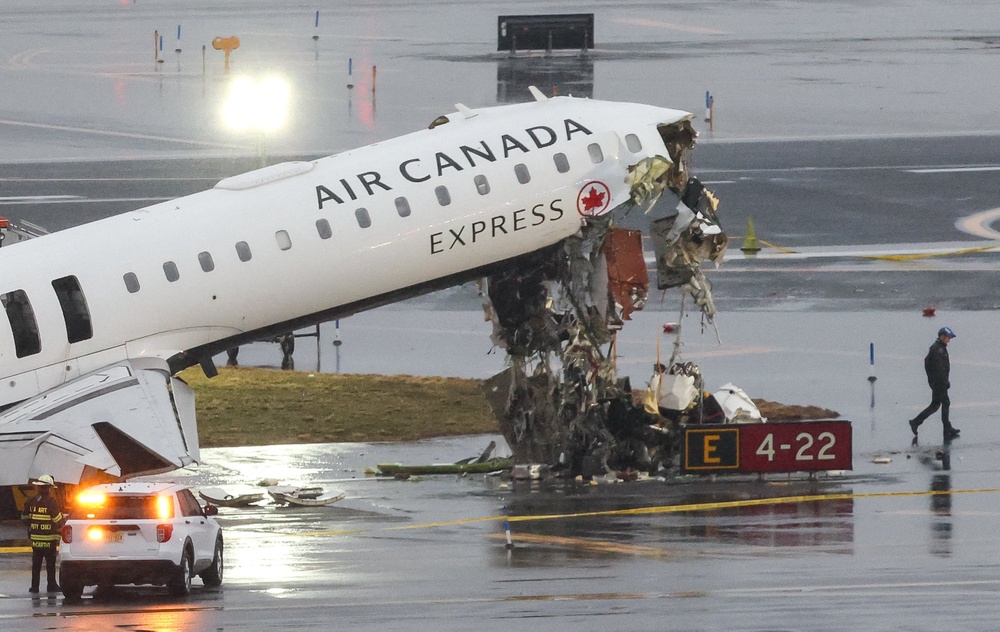 Palantir’s Foundry AI tool couldn’t have prevented the deaths of two pilots in the collision of an Air Canada Express plane and a fire truck on a runway at LaGuardia Airport in New York City on March 22, 2026 (AFP/Getty)