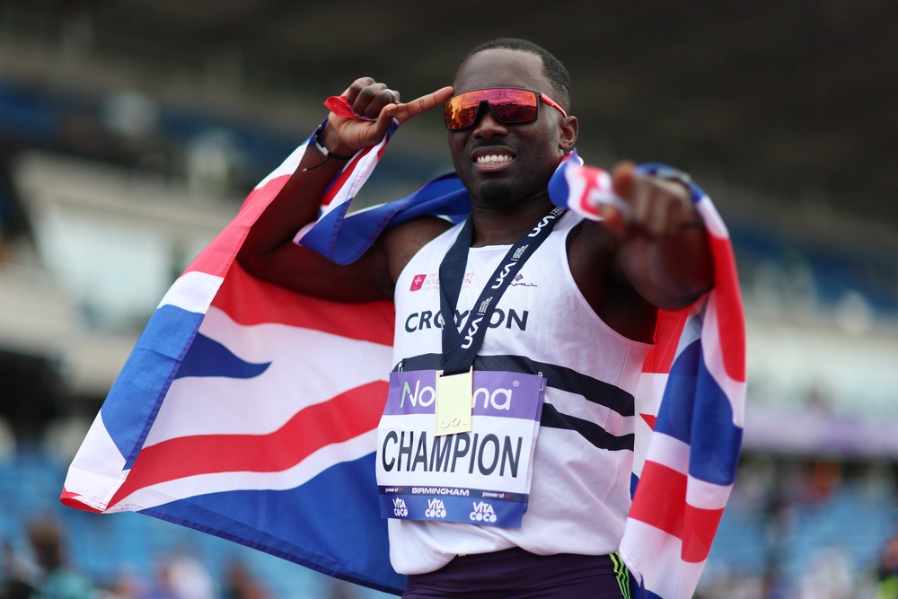 Romell Glave set a personal best as he won the men’s 100m final (Getty)