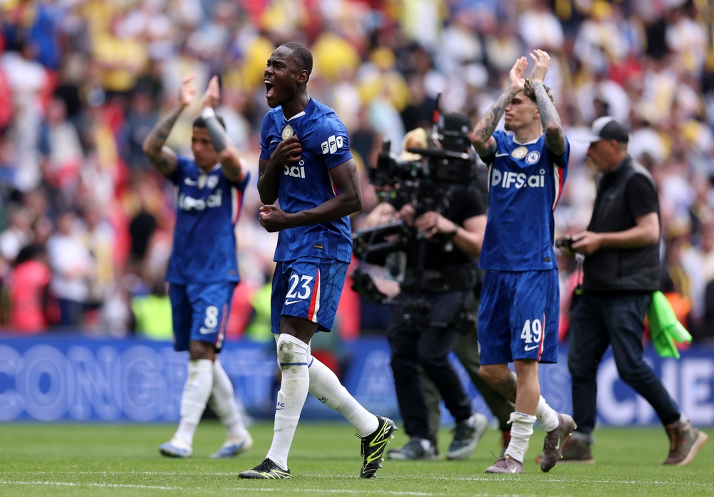Chalobah celebrates after the FA Cup semi-final win over Leeds (Getty)