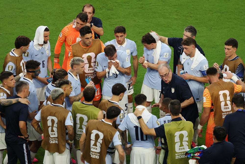 Marcelo Bielsa has criticised the introduction of hydration breaks at this World Cup (Reuters)