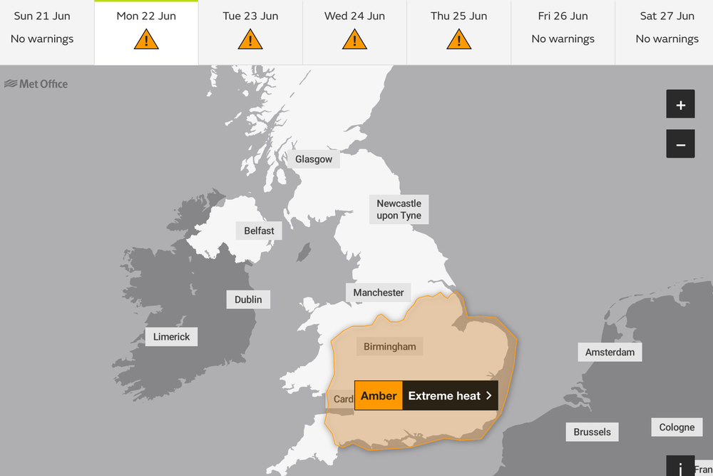 An amber alert has been issued across the UK (Met Office)