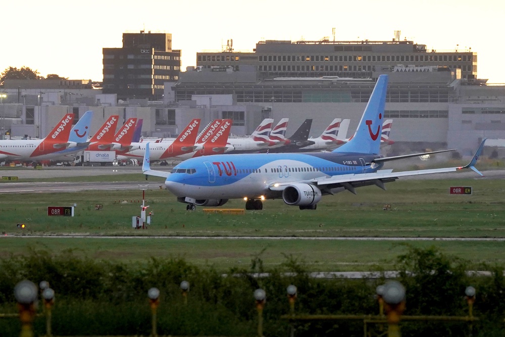 A Tui plane arriving at London Gatwick Airport (PA)