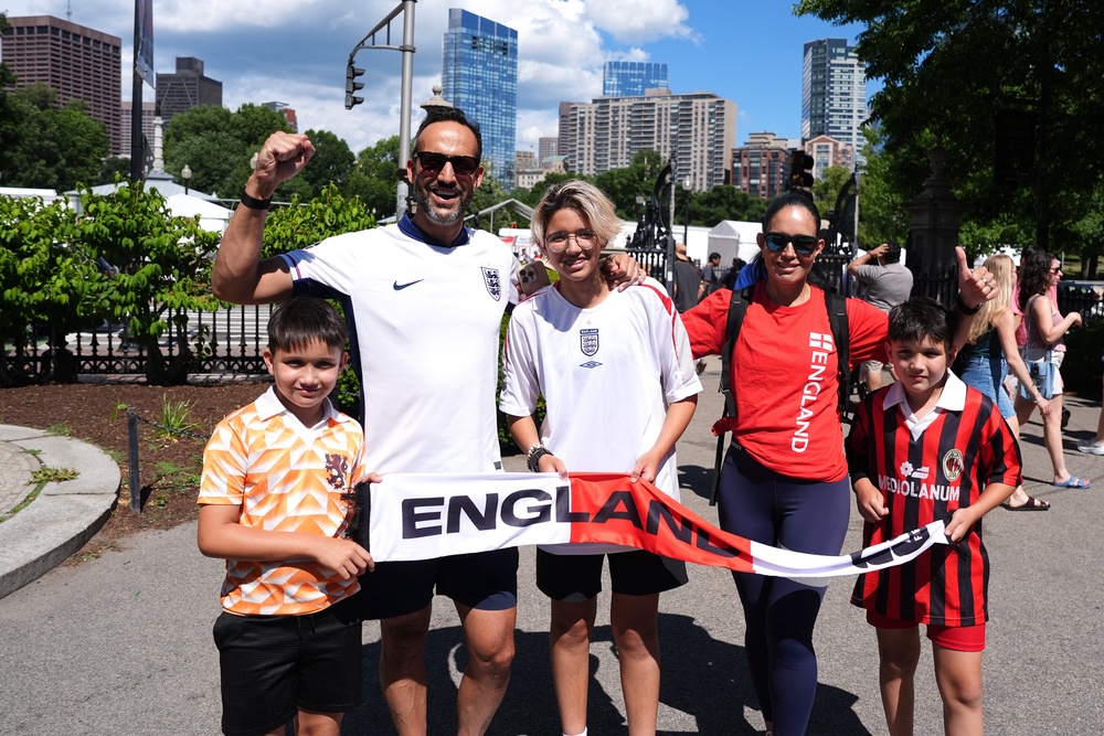 England fans have started to arrive in Boston ahead of the game against Ghana on Tuesday (Martin Rickett/PA)