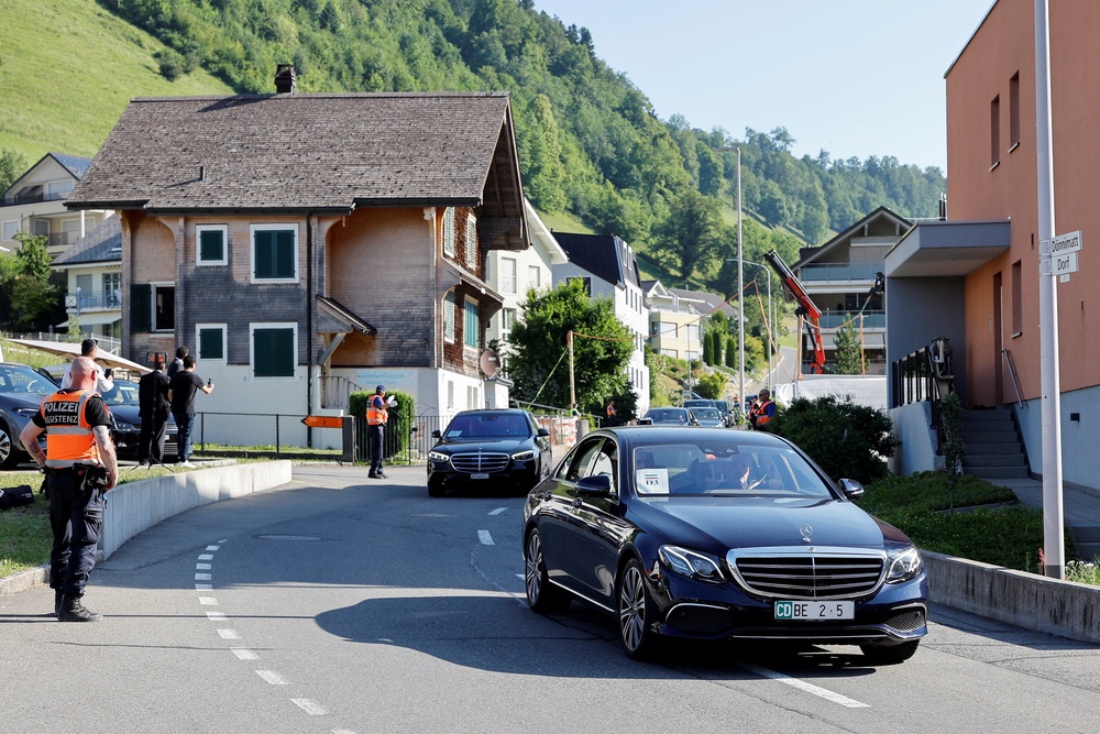 A convoy leaves the Buergenstock Resort, after U.S. and Iran concluded high-level talks, in Stansstad, Switzerland, June 22 (Reuters)