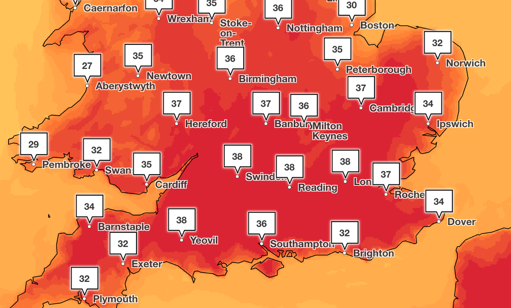 Temperatures could exceed 40C on Wednesday (Met Office)