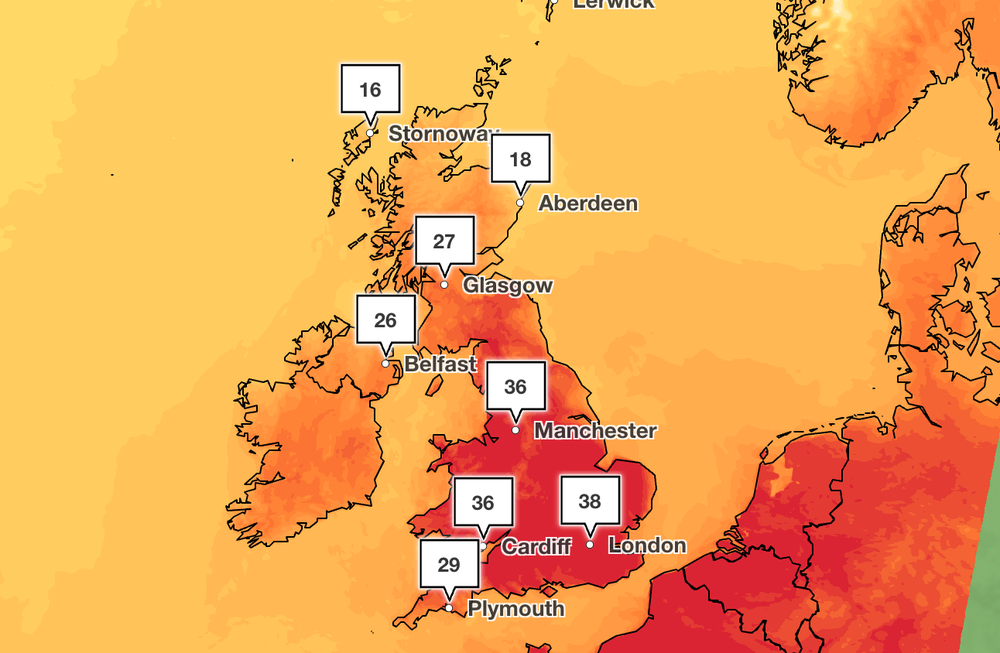 Thursday will be another scorching day for the UK (Met Office)