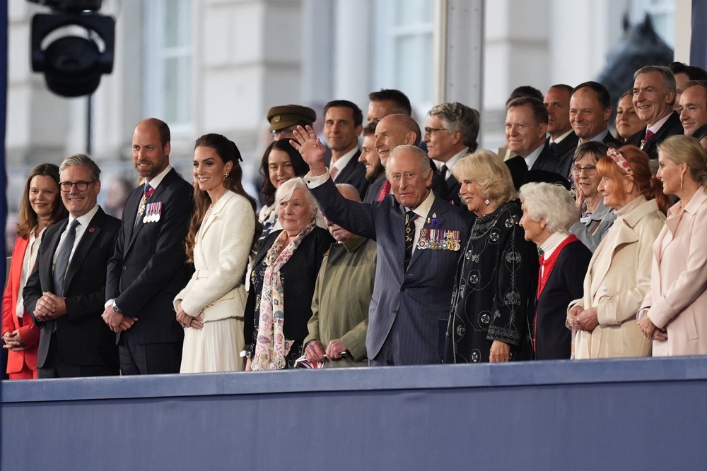 Lady Victoria Starmer and Sir Keir in the royal box with the royal family during the concert celebrating the 80th Anniversary of VE Day in 2025 (Jordan Pettitt/PA) (PA Archive)