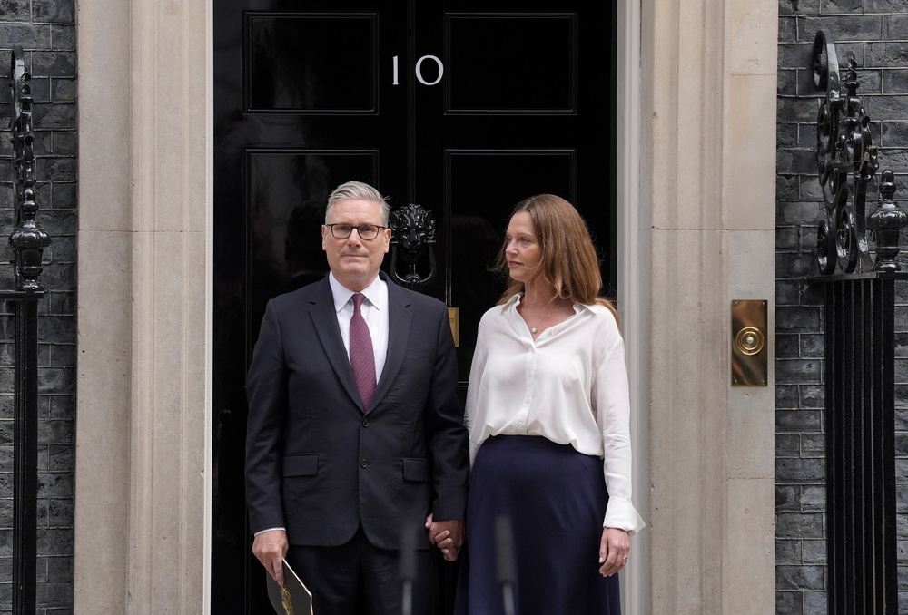 Prime Minister Sir Keir Starmer and his wife Lady Victoria Starmer on the steps of 10 Downing Street, London (Andrew Matthews/PA) (PA Wire)